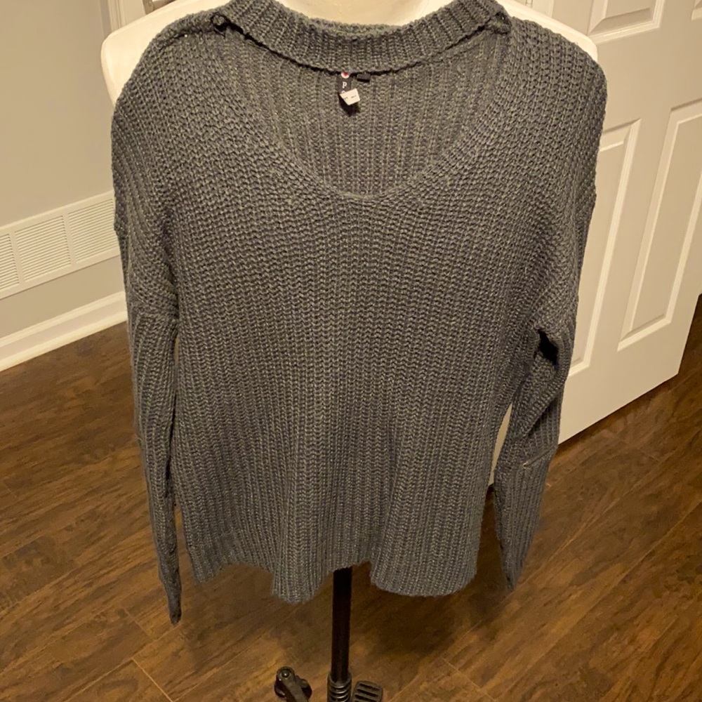 Long sleeve, swoop-neck sweater
